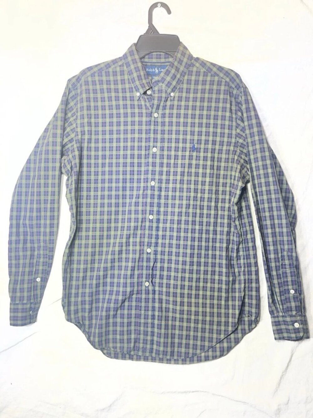 Ralph Lauren Classic Fit Plaid Button Up Shirt Mens Medium Green Blue Red